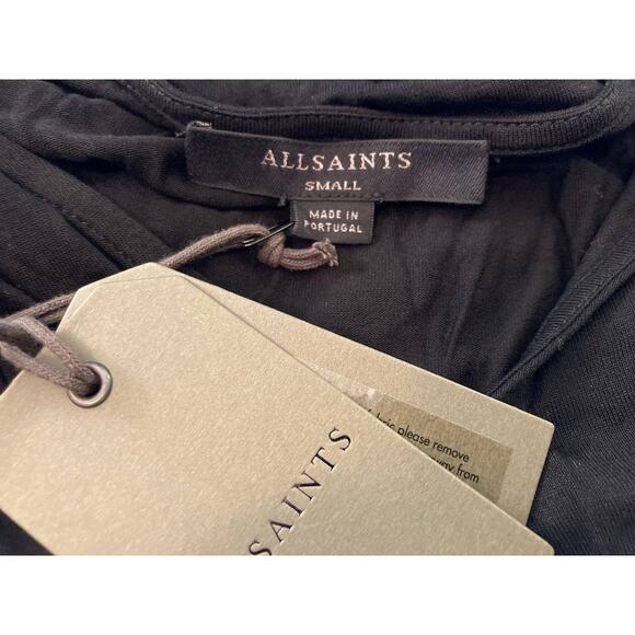 AllSaints Jayda Jersey Front Wrap Sleeveless Mini Dress Size Small in Black NWT - Picture 5 of 7